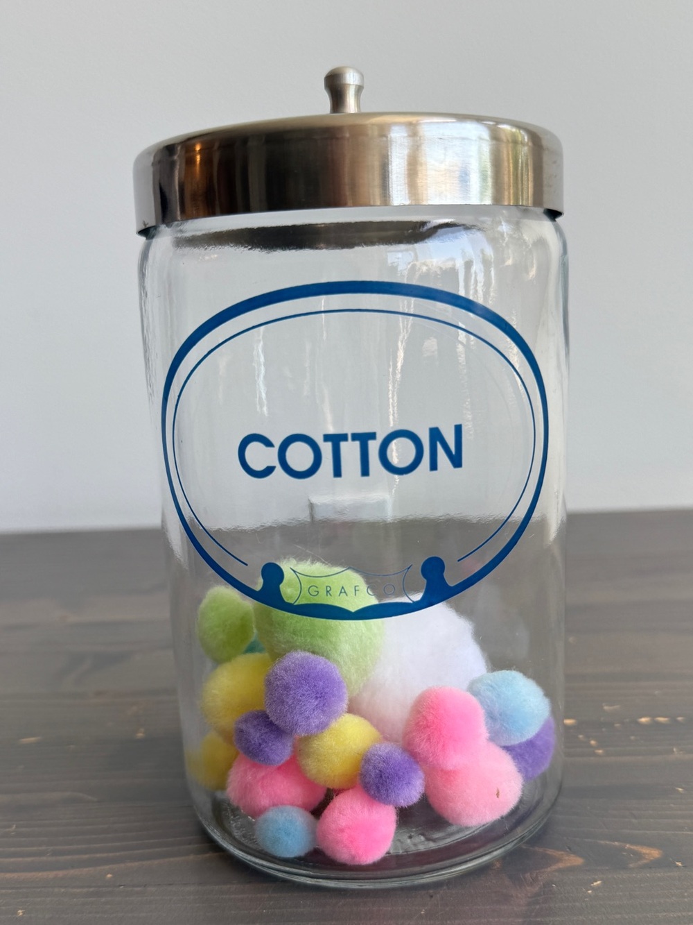 Vintage glass GRAFCO Doctor’s cotton jar
